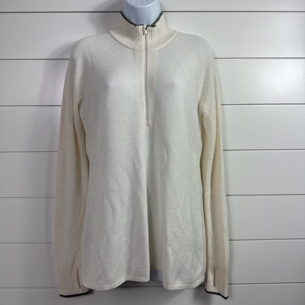 Eddie Bauer 1/2 Zip Pullover Sweater Lightweight Texture Ivory sz L